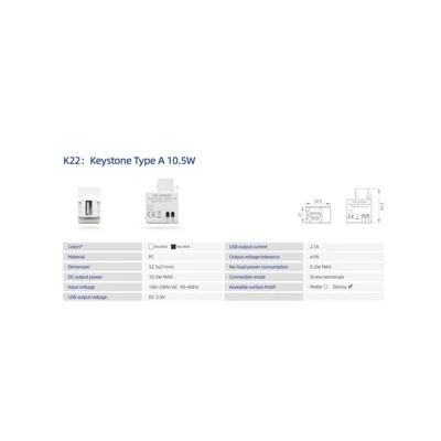 Υποδοχή φόρτισης USB A 10,5W
